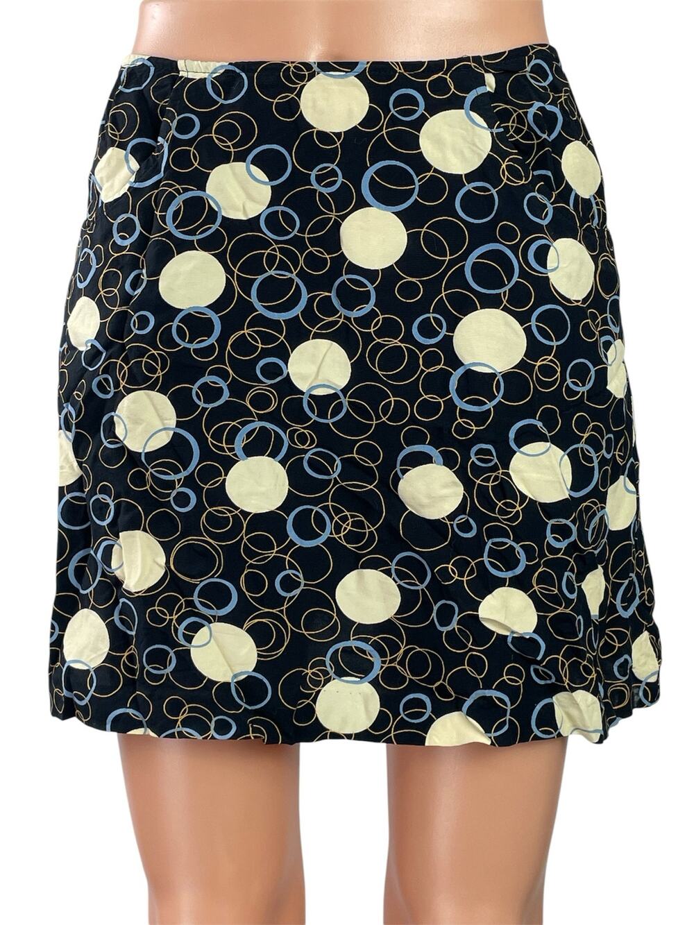 Express Womens Black Cream Polka Dots High Waisted Mini A-line Skirt Size 5/6